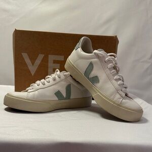 Veja Women's White and Green Sneakers
